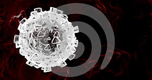 Corona virus cell model in bloodstream isolated, background with copy space - COVID-19, coronavirus outbreak single cell model