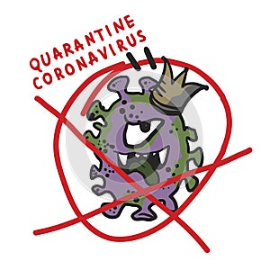 Corona virus character. corona virus macotte in cartoon style