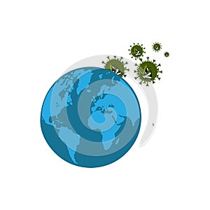 corona virus / covid-19 2019-nCov warning logo design. Wold with virus illustration vector