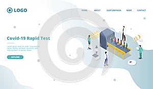 Corona virus covid-19 rapid test or screening mass for website template or landing homepage with isometric style