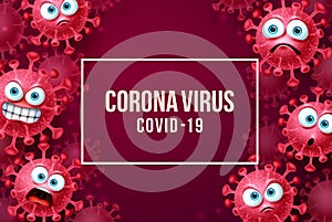 Corona virus covid-19 vector background. Corona virus background with covid-19 emojis