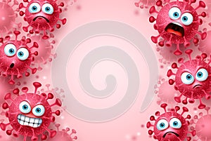 Corona virus covid-19 vector background template. Corona virus covid19 emojis and emoticons