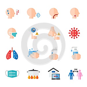 Corona Virus Covid 19 Virus Color Icons Vector