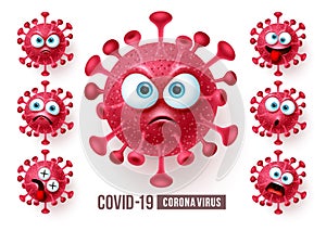 Corona virus covid19 emoji vector set. Covid19 corona virus emojis and emoticons