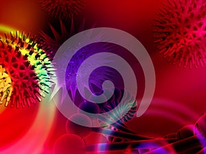 Corona virus in digital color background stock image