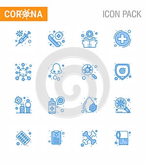 Corona virus disease 16 Blue icon pack suck as disease, sign, hands, healthcare, medica