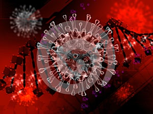 CORONA VIRUS IN DNA DIGITAL color background stock image