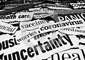 Corona virus and economy newspaper headlines