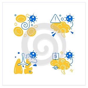 Corona virus effects flat icon set