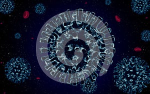 CORONA VIRUS floating with blood cells, Covid_19 disease