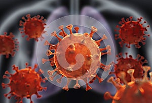 Group of corona virus 2019nCoV with human body  photo