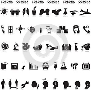 Corona virus line icons.