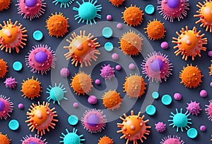 corona virus micro organisms in 3d rendered illustration, abstract biological background