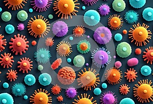 corona virus micro organisms in 3d rendered illustration, abstract biological background