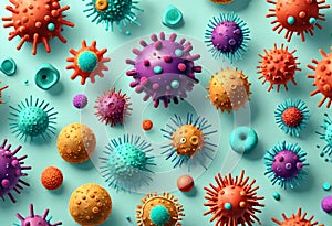 corona virus micro organisms in 3d rendered illustration, abstract biological background