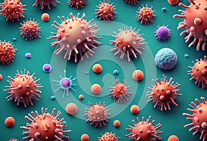 corona virus micro organisms in 3d rendered illustration with biological abstract background