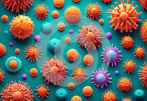 corona virus micro organisms on biological abstract background