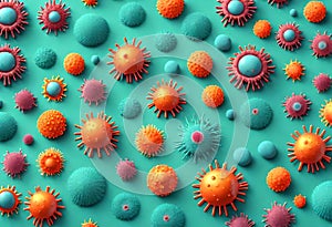 corona virus micro organisms on biological abstract background