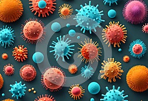 corona virus micro organisms in 3d rendered illustration photo