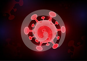 Corona virus or microorganism shape on dark background, vector illustration. Covid-19 concept