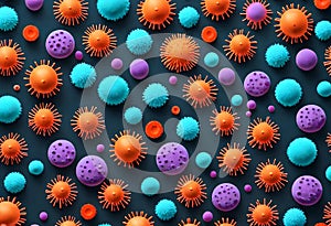 corona virus microorganisms on biological abstract background