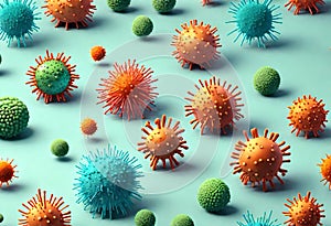 corona virus microorganisms on biological abstract background