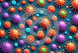 corona virus microorganisms on biological abstract background