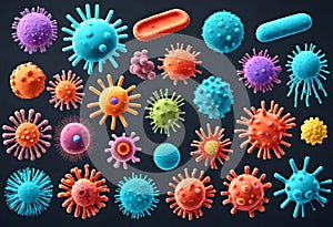 corona virus Microorganisms in Detailed 3D Render, Biological Abstract Background