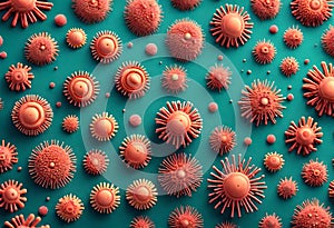 corona virus microorganisms floating in biological abstract background