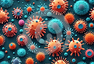 corona virus microorganisms floating in biological abstract background