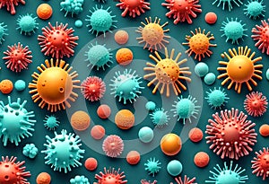 corona virus microorganisms in intricate biological abstract