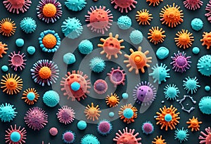 Corona Virus Microorganisms in Intricate 3D Rendering photo