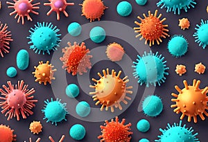 Corona Virus Microorganisms in Intricate 3D Rendering photo