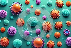 corona virus microorganisms in vibrant biological abstract background