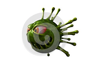 Corona virus monster with evil look. 3d illustration