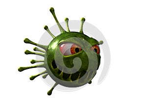 Corona virus monster with evil look. 3d illustration