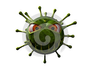 Corona virus monster with evil look. 3d illustration