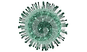 Corona virus ncov Covid-19 flu outbreak, SARS pandemic risk concept, influenza virus cell with clipping path, 3d render photo