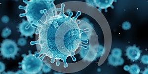 Corona virus outbreak, covid-19, microscopic view of floating influenza virus cells, 3d rendering