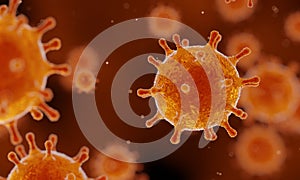 Corona virus outbreak, SARS pandemic concept, floating influenza virus cells background