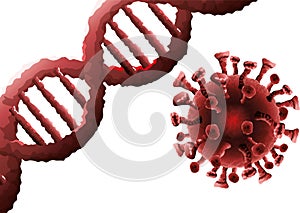 Corona virus particles and dna molecules background