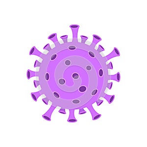 Corona virus in purple color design concept isolated on white background