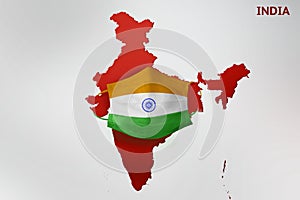 Corona virus quarantine Corona virus pandemic, Covid-19. india map covered with a protective medical mask, with india flag tri col