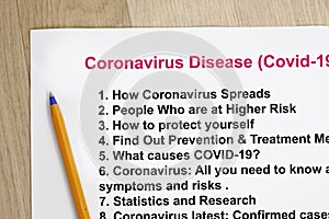 Corona virus research journal with index