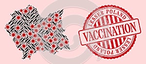 Corona Virus Vaccination Mosaic Lesser Poland Voivodeship Map and Rubber Vaccine Seal