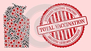 Corona Virus Vaccine Mosaic Australian Northern Territory Map and Grunge Vaccine Stamp