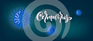 Corona virus vector banner for awareness or alert against disease spread, symptoms or precautions. Coronavirus banner pandemic