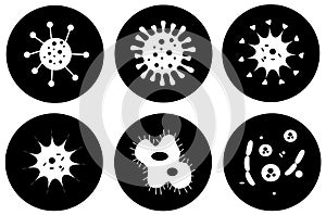 Corona virus vector icons set. Bacteria, microbes and virus, sign and symbols in flat design health with elements for mobile conc