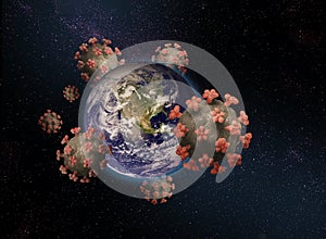 Virus viaggio in giro pianeta La terra orizzontalmente 