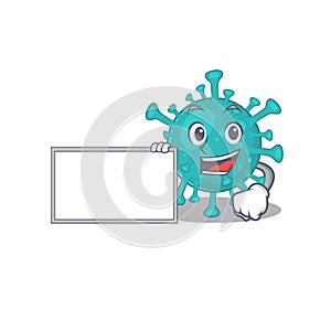 Corona zygote virus with board cartoon mascot design style